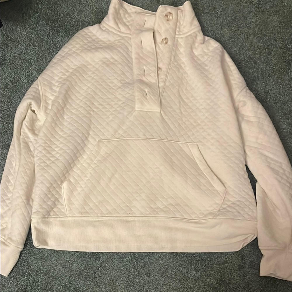 Cream Quilted Pullover Sweater